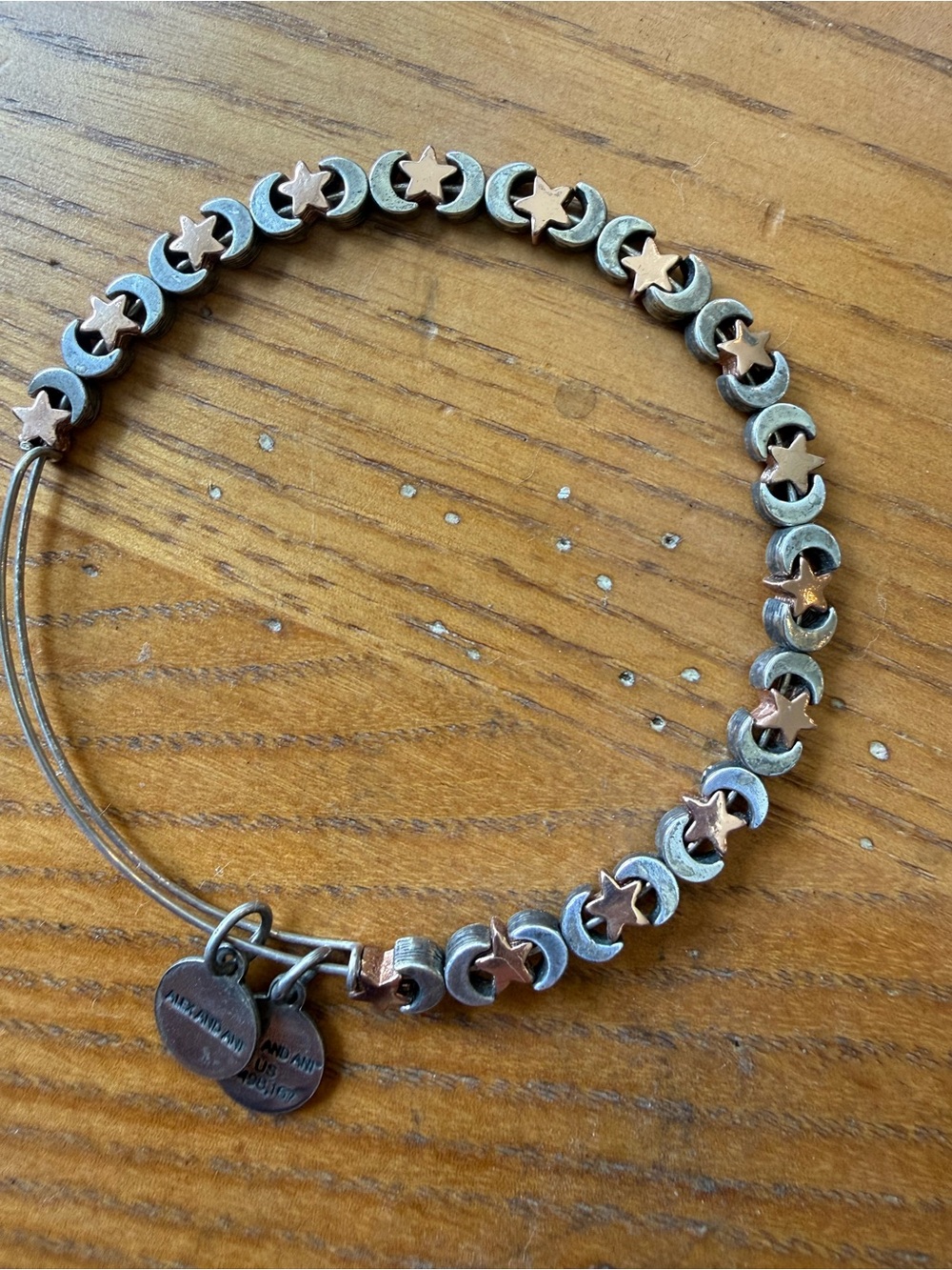 Alex and Ani Two-Tone Moon and Star Expandable Bracelet - Silver and Rose Gold